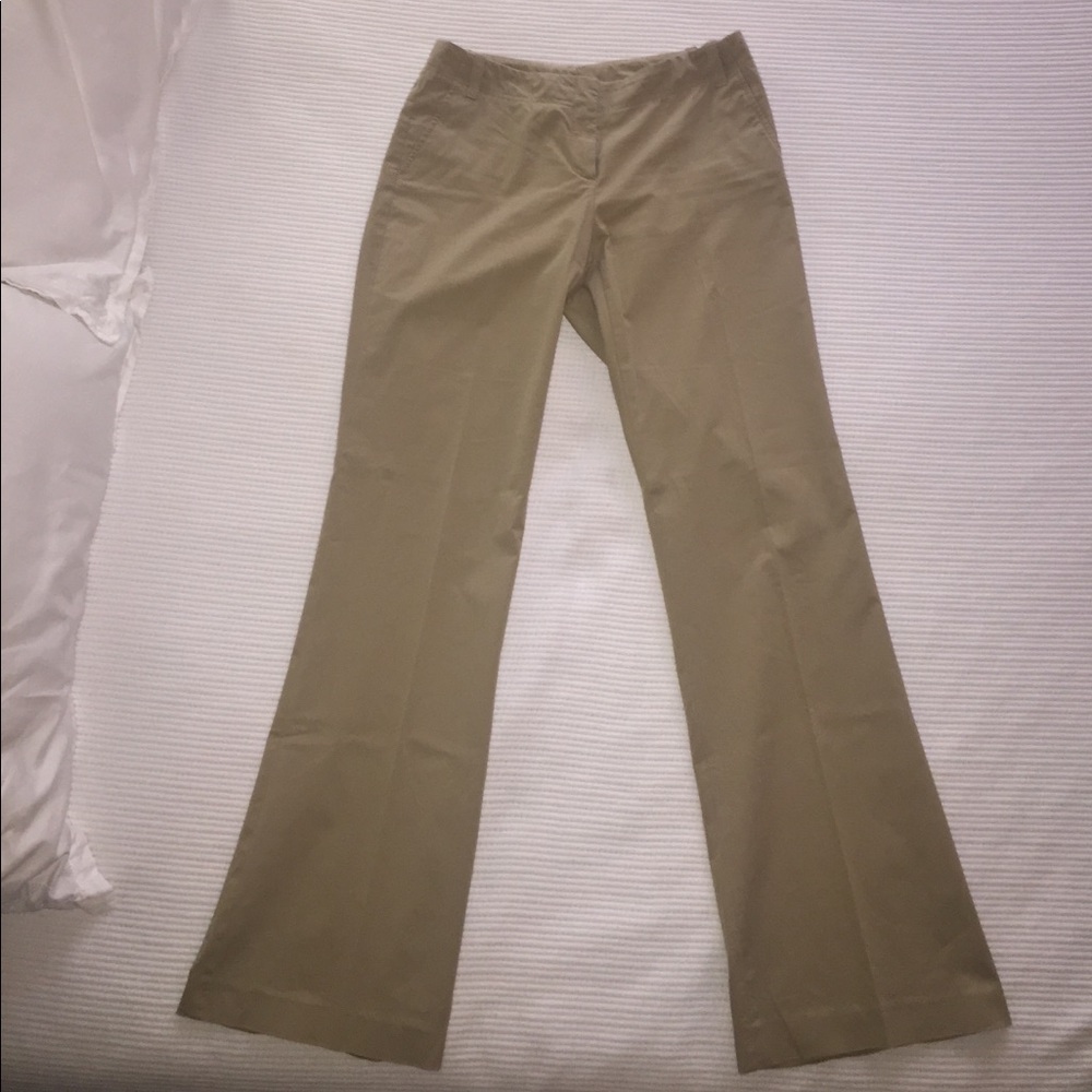 Theory Women's Khaki Low Rise Flare Trousers